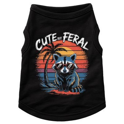 Cute But Feral Funny Colorful Racoon With Sunglasses Raccoon Doggie Tank