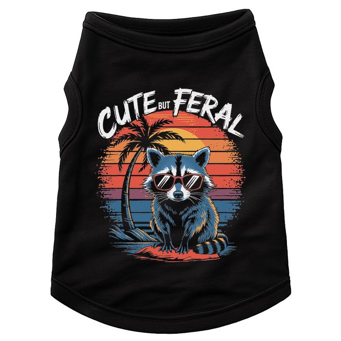 Cute But Feral Funny Colorful Racoon With Sunglasses Raccoon Doggie Tank
