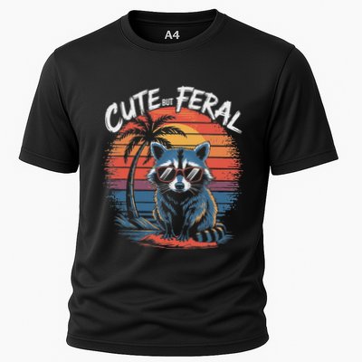 Cute But Feral Funny Colorful Racoon With Sunglasses Raccoon Performance Shirt