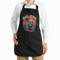 Cute But Feral Funny Colorful Racoon With Sunglasses Raccoon Apron
