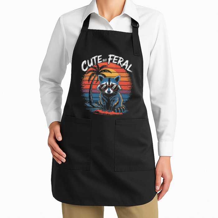 Cute But Feral Funny Colorful Racoon With Sunglasses Raccoon Apron
