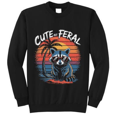 Cute But Feral Funny Colorful Racoon With Sunglasses Raccoon Sweatshirt