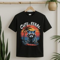 Cute But Feral Funny Colorful Racoon With Sunglasses Raccoon T-Shirt