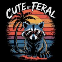 Cute But Feral Funny Colorful Racoon With Sunglasses Raccoon Bucket Hat