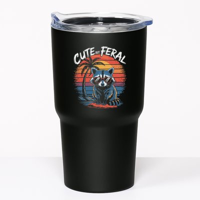 Cute But Feral Funny Colorful Racoon With Sunglasses Raccoon Tumbler