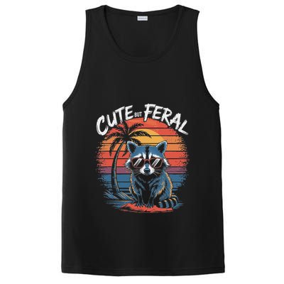 Cute But Feral Funny Colorful Racoon With Sunglasses Raccoon PosiCharge Competitor Tank