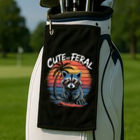 Cute But Feral Funny Colorful Racoon With Sunglasses Raccoon Golf Towel