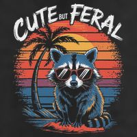 Cute But Feral Funny Colorful Racoon With Sunglasses Raccoon Golf Towel