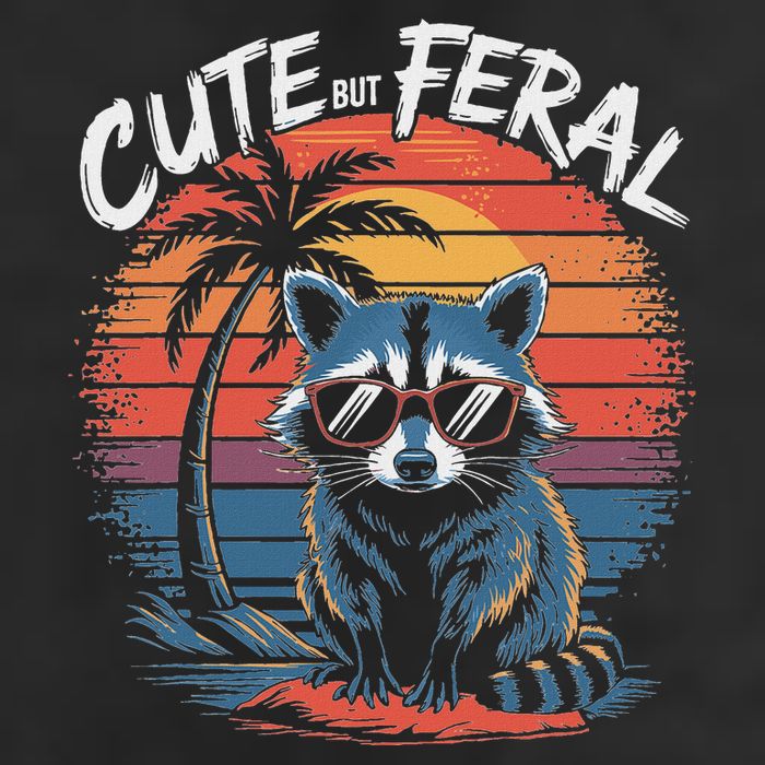 Cute But Feral Funny Colorful Racoon With Sunglasses Raccoon Golf Towel