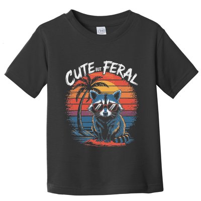 Cute But Feral Funny Colorful Racoon With Sunglasses Raccoon Toddler T-Shirt