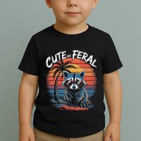 Cute But Feral Funny Colorful Racoon With Sunglasses Raccoon Toddler T-Shirt