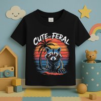Cute But Feral Funny Colorful Racoon With Sunglasses Raccoon Toddler T-Shirt