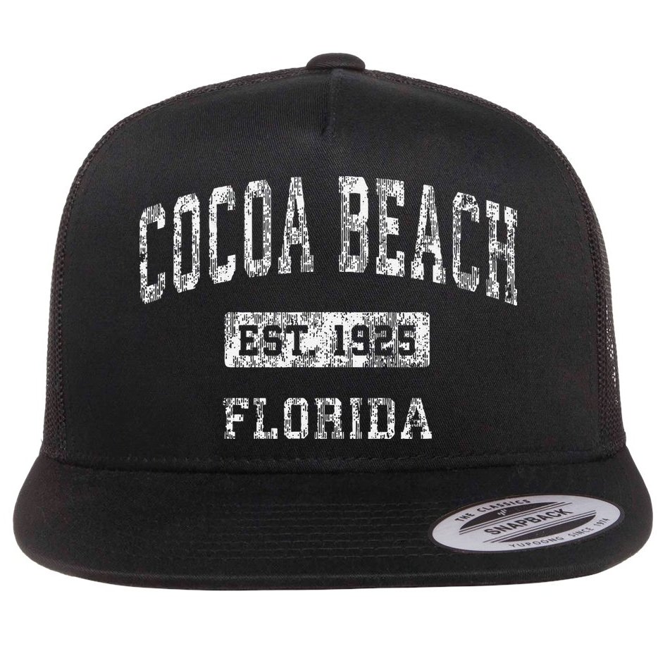 Cocoa Beach Florida Fl Vintage Established Flat Bill Trucker Hat