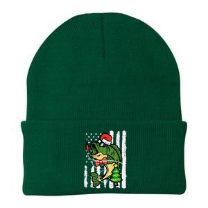 Christmas Bass Fish Us Flag Xmas Patriot Knit Cap Winter Beanie