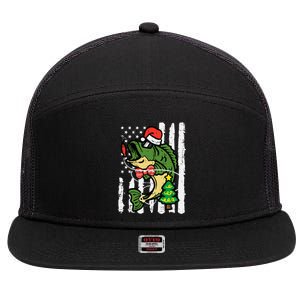 Christmas Bass Fish Us Flag Xmas Patriot 7 Panel Mesh Trucker Snapback Hat