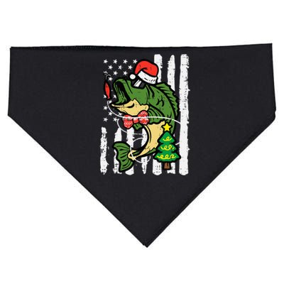 Christmas Bass Fish Us Flag Xmas Patriot USA-Made Doggie Bandana