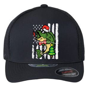 Christmas Bass Fish Us Flag Xmas Patriot Flexfit Unipanel Trucker Cap