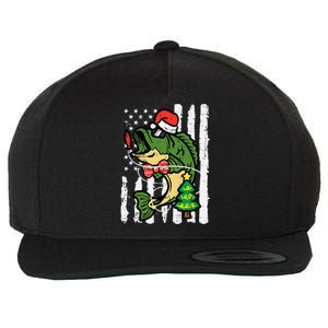 Christmas Bass Fish Us Flag Xmas Patriot Wool Snapback Cap