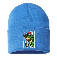 Christmas Bass Fish Us Flag Xmas Patriot Sustainable Knit Beanie