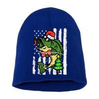 Christmas Bass Fish Us Flag Xmas Patriot Short Acrylic Beanie