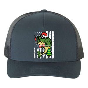 Christmas Bass Fish Us Flag Xmas Patriot Yupoong Adult 5-Panel Trucker Hat