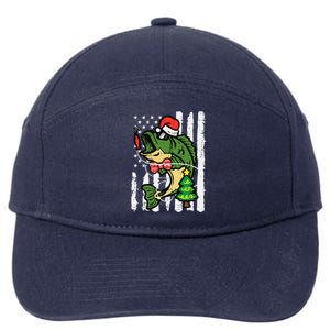 Christmas Bass Fish Us Flag Xmas Patriot 7-Panel Snapback Hat