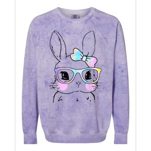 Cute Bunny Face Tie Dye Glasses Easter Day Colorblast Crewneck Sweatshirt