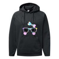 Cute Bunny Face Tie Dye Glasses Easter Day Performance Fleece Hoodie