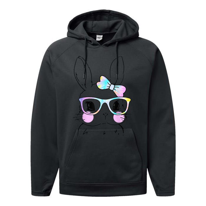 Cute Bunny Face Tie Dye Glasses Easter Day Performance Fleece Hoodie