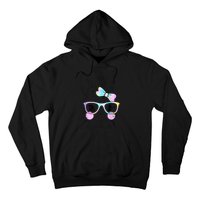 Cute Bunny Face Tie Dye Glasses Easter Day Hoodie