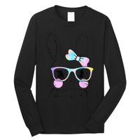 Cute Bunny Face Tie Dye Glasses Easter Day Long Sleeve Shirt