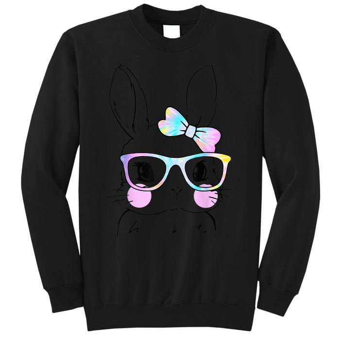 Cute Bunny Face Tie Dye Glasses Easter Day Sweatshirt