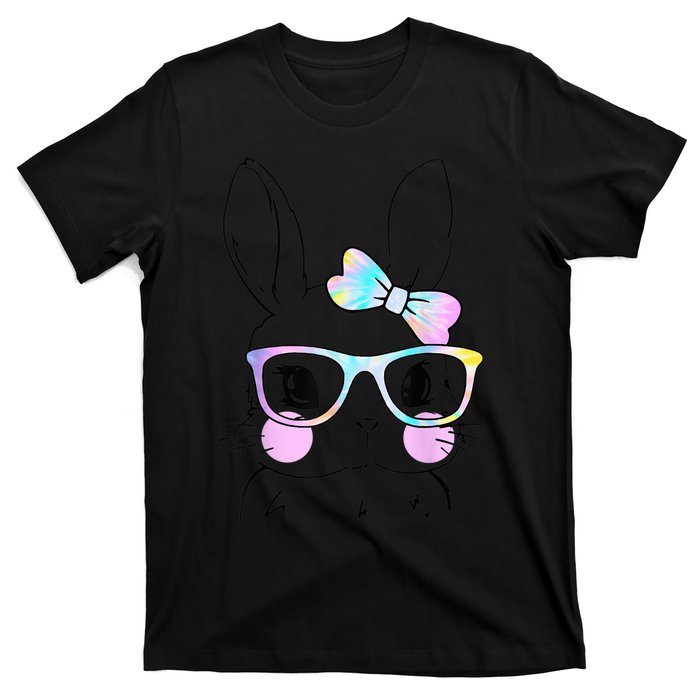 Cute Bunny Face Tie Dye Glasses Easter Day T-Shirt