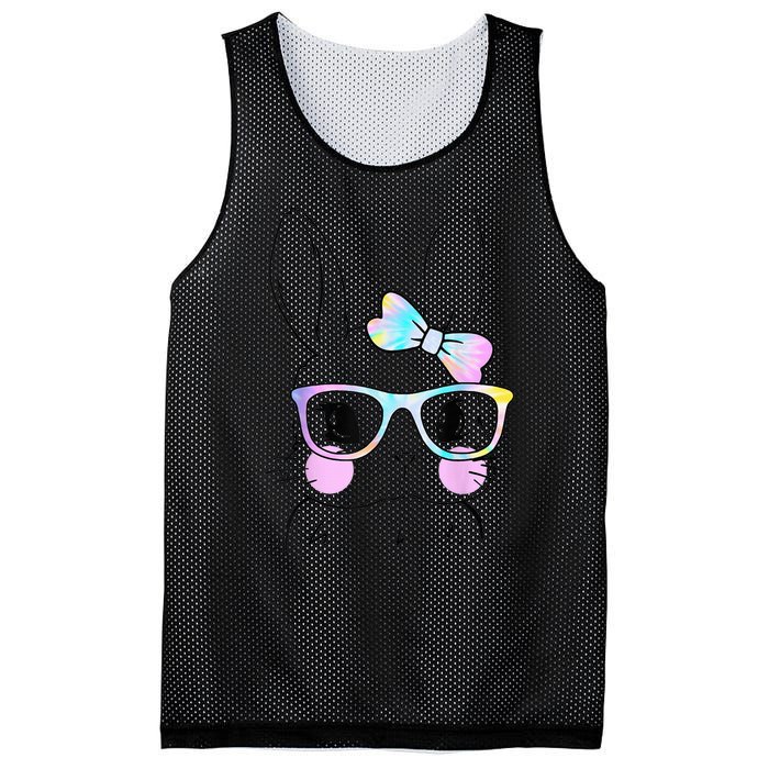 Cute Bunny Face Tie Dye Glasses Easter Day Mesh Reversible Basketball Jersey Tank