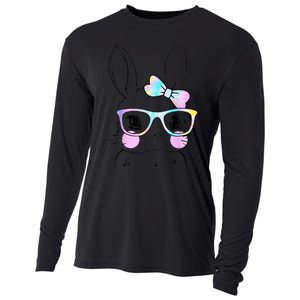 Cute Bunny Face Tie Dye Glasses Easter Day Cooling Performance Long Sleeve Crew