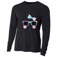 Cute Bunny Face Tie Dye Glasses Easter Day Cooling Performance Long Sleeve Crew