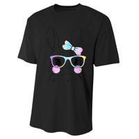 Cute Bunny Face Tie Dye Glasses Easter Day Performance Sprint T-Shirt