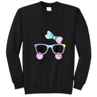 Cute Bunny Face Tie Dye Glasses Easter Day Tall Sweatshirt