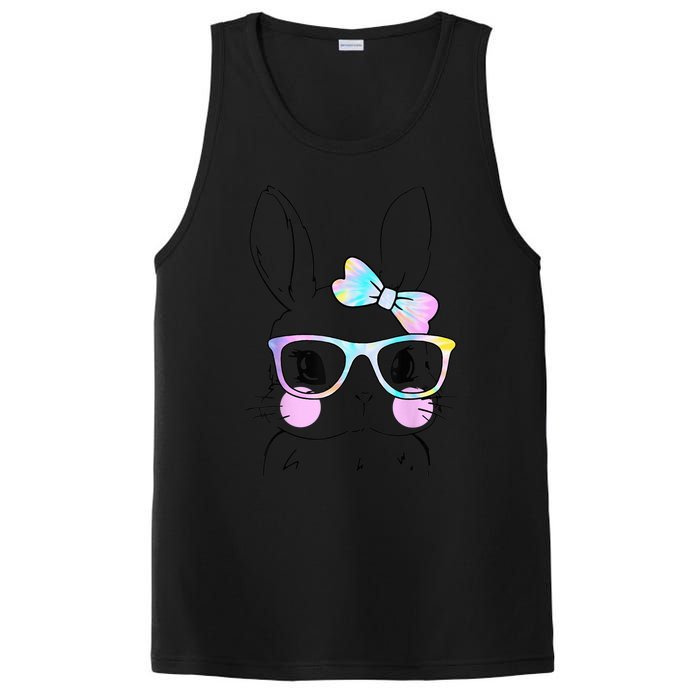 Cute Bunny Face Tie Dye Glasses Easter Day PosiCharge Competitor Tank