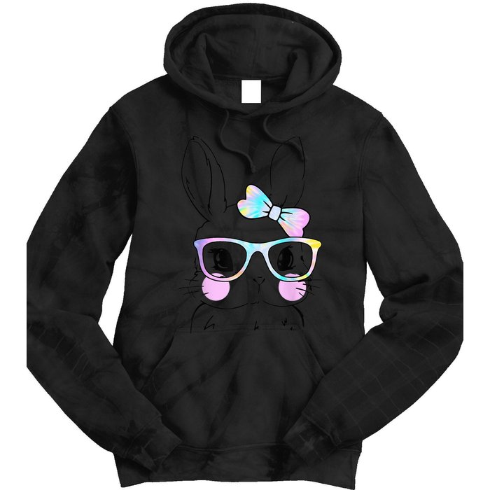 Cute Bunny Face Tie Dye Glasses Easter Day Tie Dye Hoodie