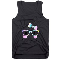 Cute Bunny Face Tie Dye Glasses Easter Day Tank Top