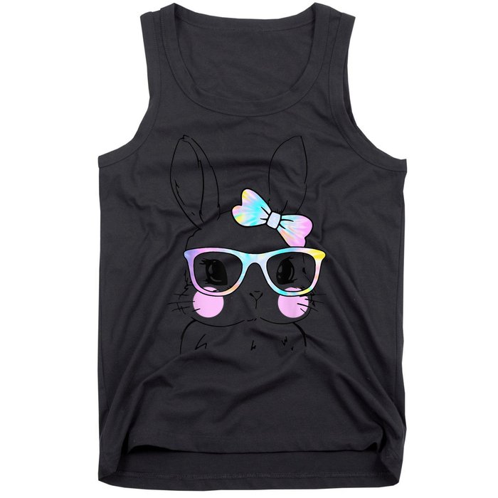 Cute Bunny Face Tie Dye Glasses Easter Day Tank Top