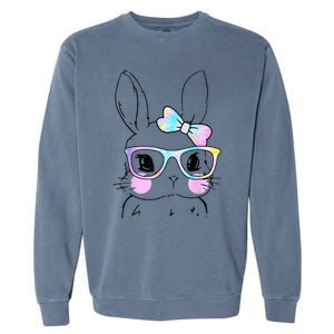 Cute Bunny Face Tie Dye Glasses Easter Day Garment-Dyed Sweatshirt