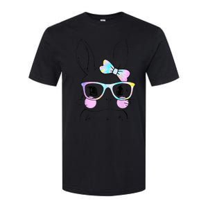 Cute Bunny Face Tie Dye Glasses Easter Day Softstyle CVC T-Shirt