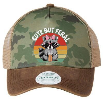 Cute But Feral Funny Colorful Racoon With Sunglasses Racoon Legacy Tie Dye Trucker Hat