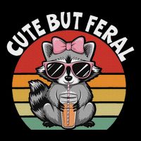 Cute But Feral Funny Colorful Racoon With Sunglasses Racoon Backpack