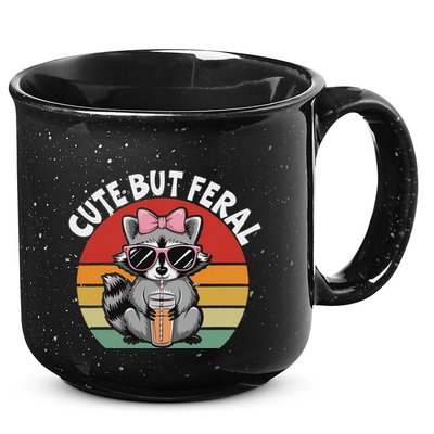 Cute But Feral Funny Colorful Racoon With Sunglasses Racoon 15oz Campfire Ceramic Mug