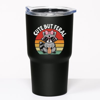 Cute But Feral Funny Colorful Racoon With Sunglasses Racoon Tumbler