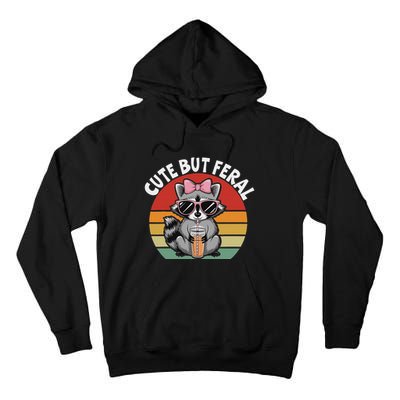 Cute But Feral Funny Colorful Racoon With Sunglasses Racoon Tall Hoodie