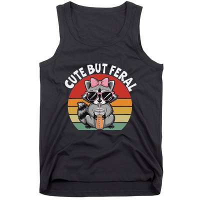 Cute But Feral Funny Colorful Racoon With Sunglasses Racoon Tank Top